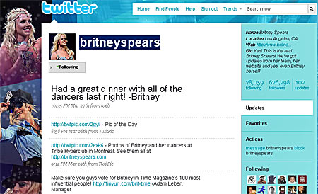 Britney Spears bei Twitter
